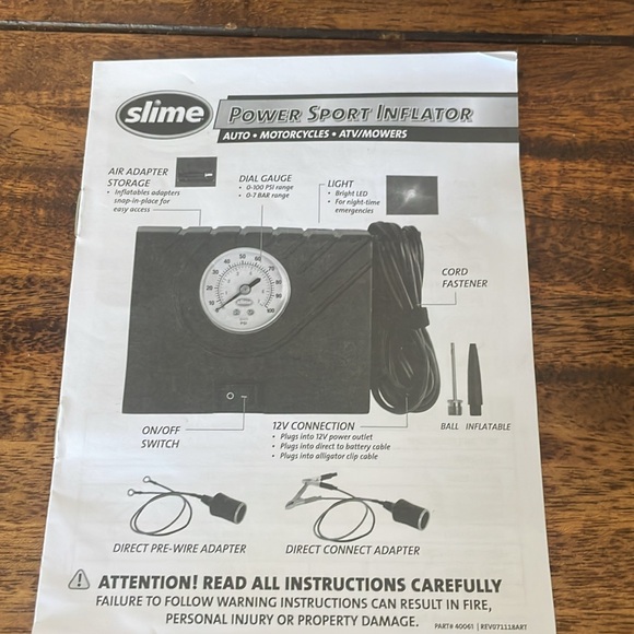 Slime power sport Inflater kit - Picture 4 of 5